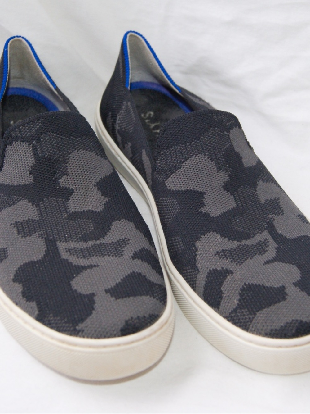 Rothy’s Slip-On Knit Camouflage Sneakers - Black/Gray